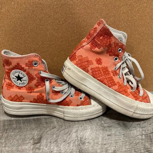 Converse Womens Platform CTAS Lift Hi Embroidery Bright Madder / Mantra Orange
